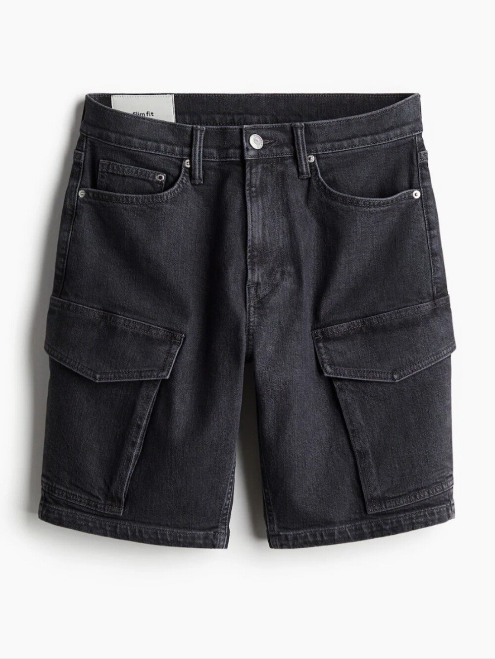 H&M SLIM Black DENIM CARGO SHORTS Men's Size 31